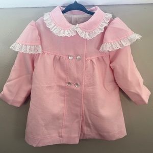 Vintage JC Penney 3T Pea Coat Pink Pearl Buttons